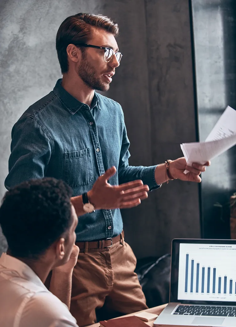 Business consultant presenting a strategy