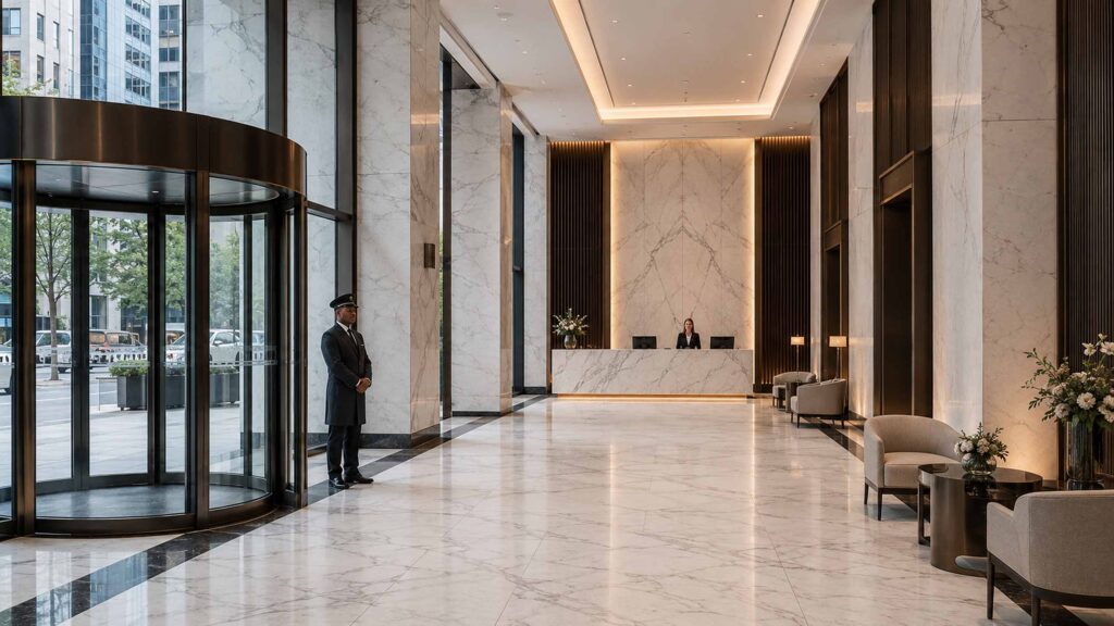 Cmd chicago revolving door lobby branding