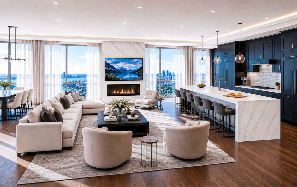 Condo kitcehn fireplace