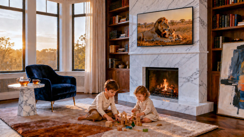 Fireplace with kids