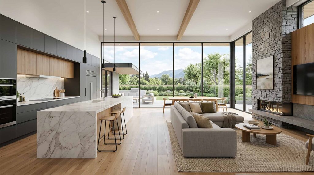 Kitchen and living room interior lq