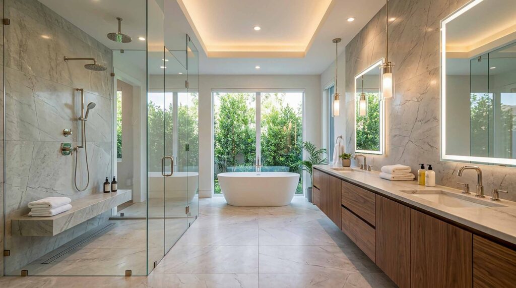 Luxury master bathroom interior