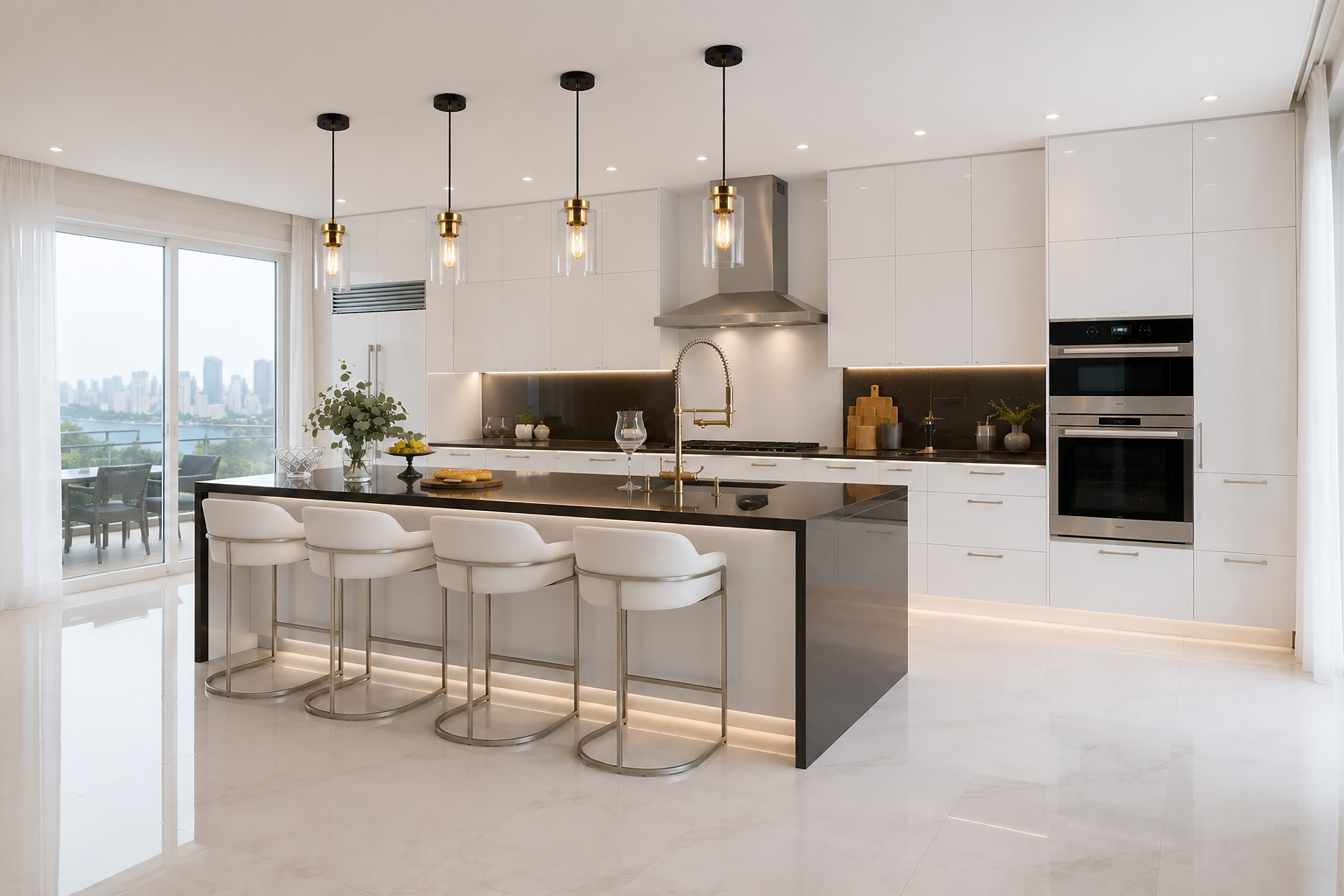 Silestone brown kitcehn with island